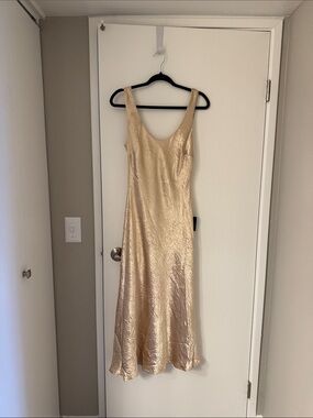 Lulus champagne dress open back